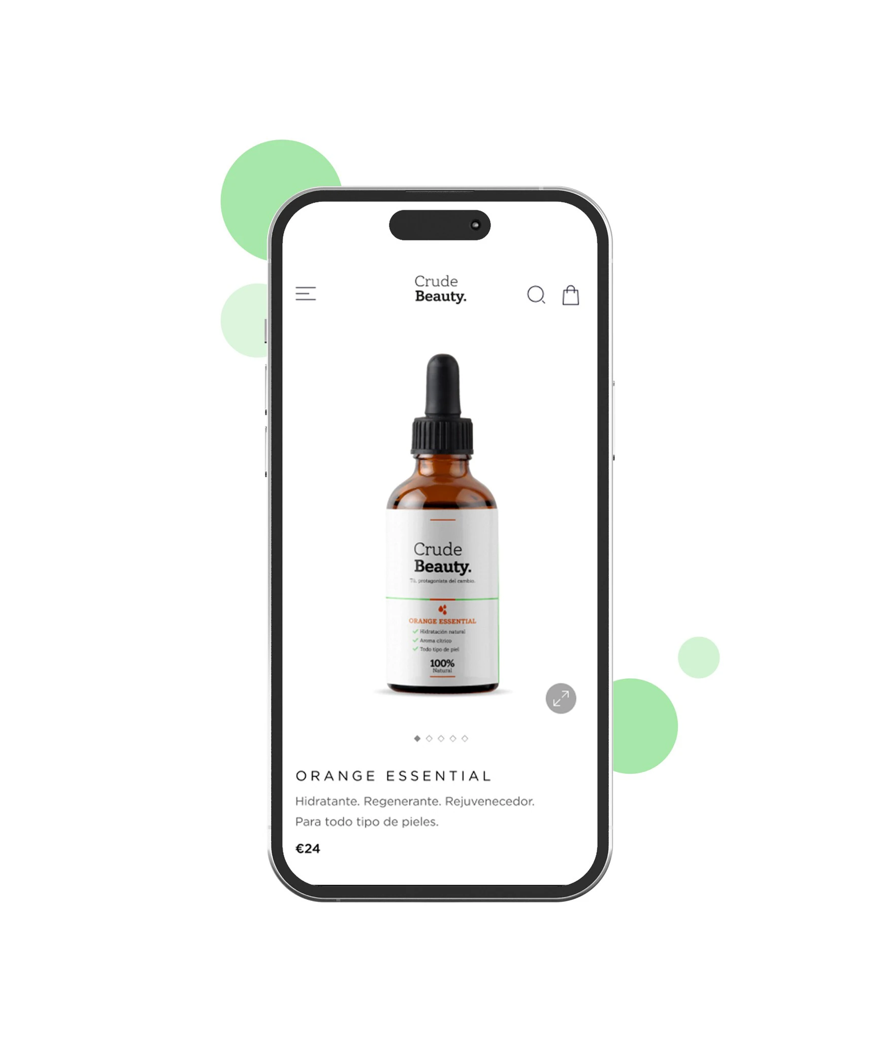 Envases de CrudeBeauty con la paleta de la marca