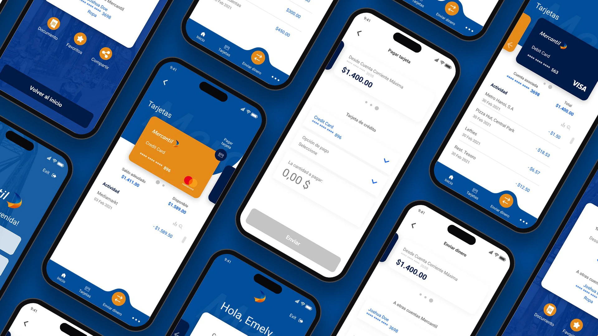 Screens from the project Mercantil Banco