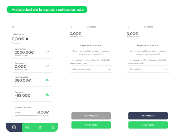 Resumen de ahorro con la información del paso anterior siempre visible