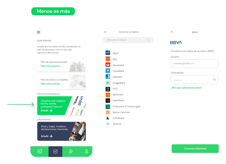 Pantallas limpias con la información esencial
