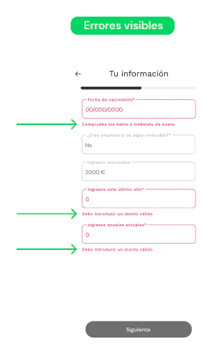 Mensajes de error claros con la solución propuesta