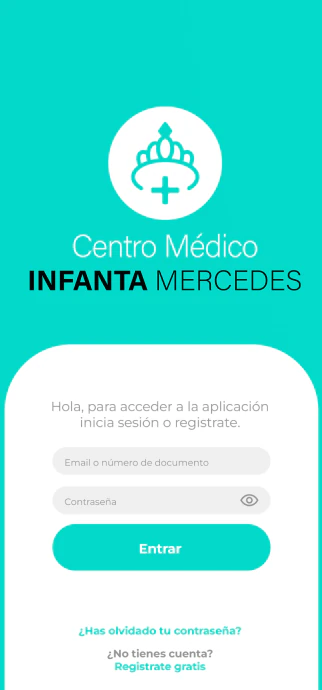 High-fidelity sign-in screen, with the centre’s logo on a turquoise background