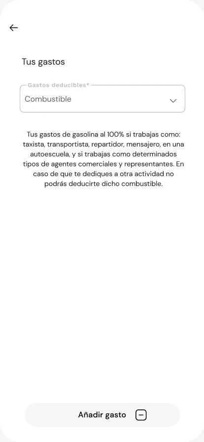 Registro de un gasto deducible con su explicación fiscal